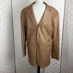BCBG MAXZARIA Tan Leather Jacket,‎ size 42